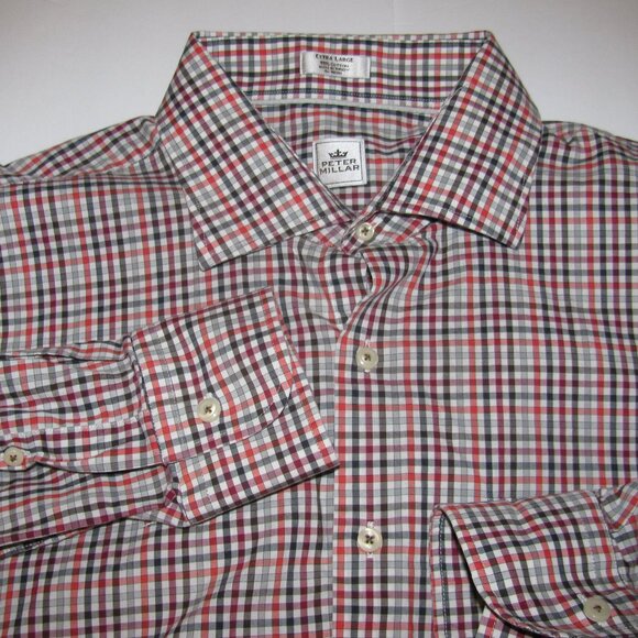 Peter Millar Long Sleeve Plaid Dress  Mens XL Button Down - Picture 1 of 5